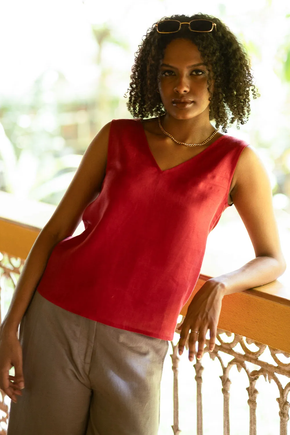 The Linen V Neck Tank
