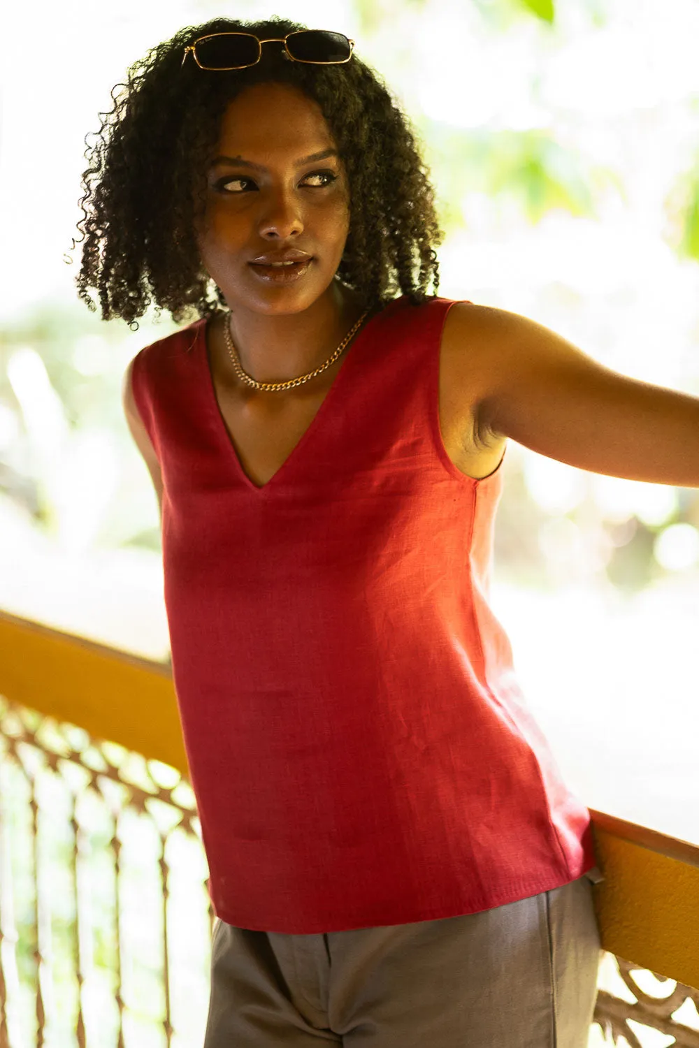 The Linen V Neck Tank