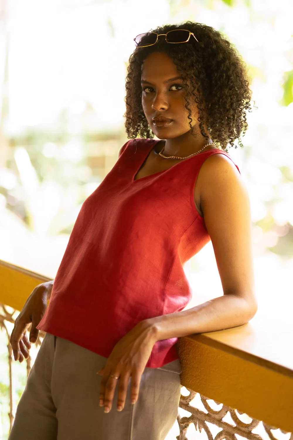 The Linen V Neck Tank