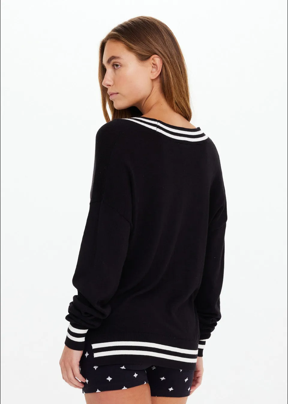 The Upside Duet V Neck Knit Sweater - Black