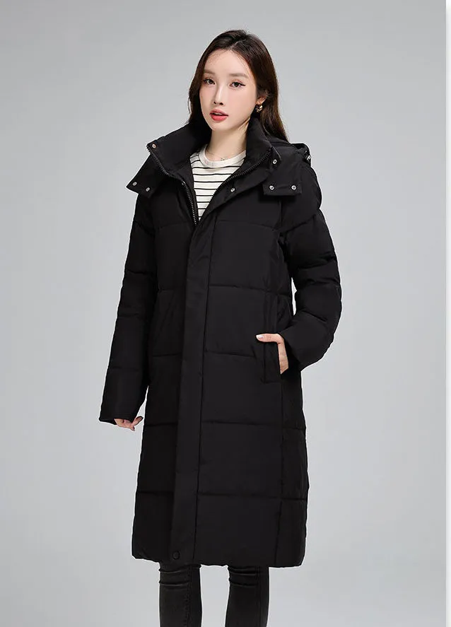 Thickened Hooded Puffer Coat in Relaxed-Fit for Women