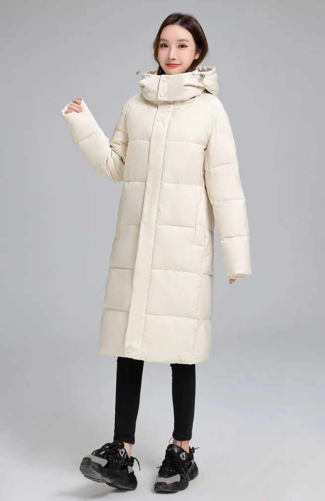 Thickened Hooded Puffer Coat in Relaxed-Fit for Women