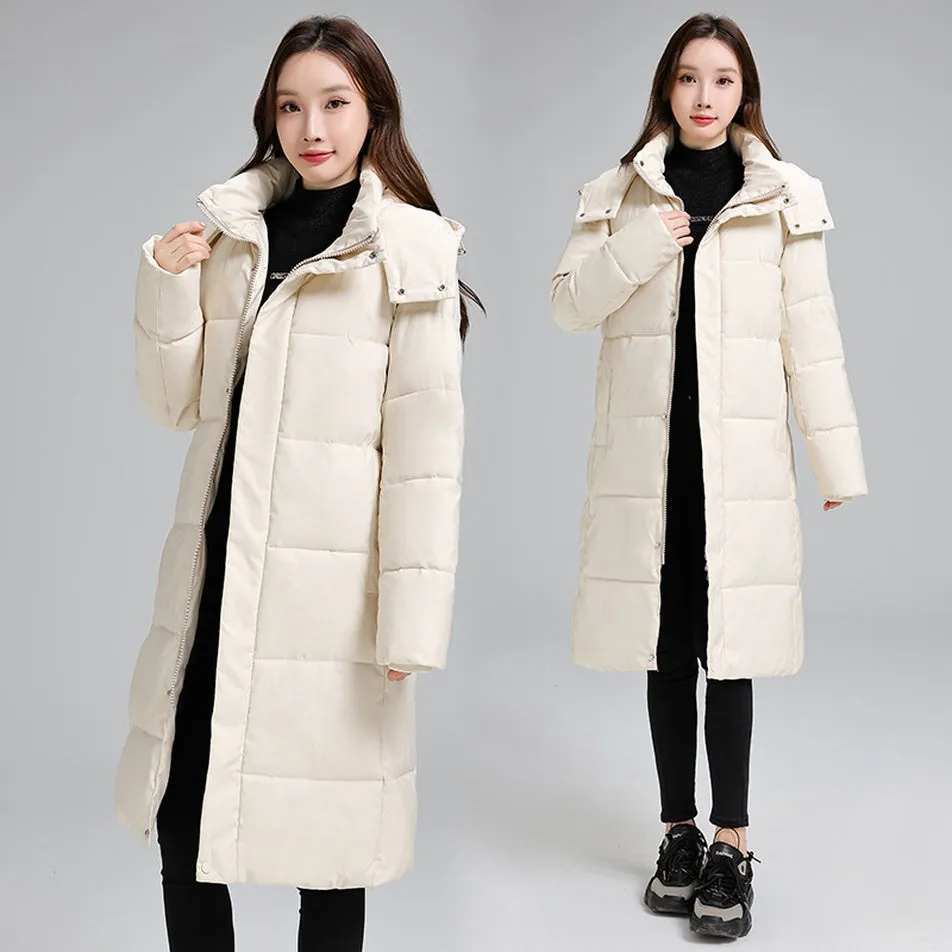 Thickened Hooded Puffer Coat in Relaxed-Fit for Women