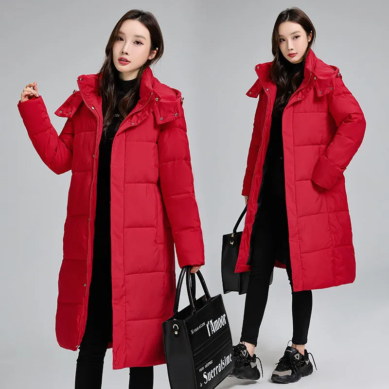 Thickened Hooded Puffer Coat in Relaxed-Fit for Women