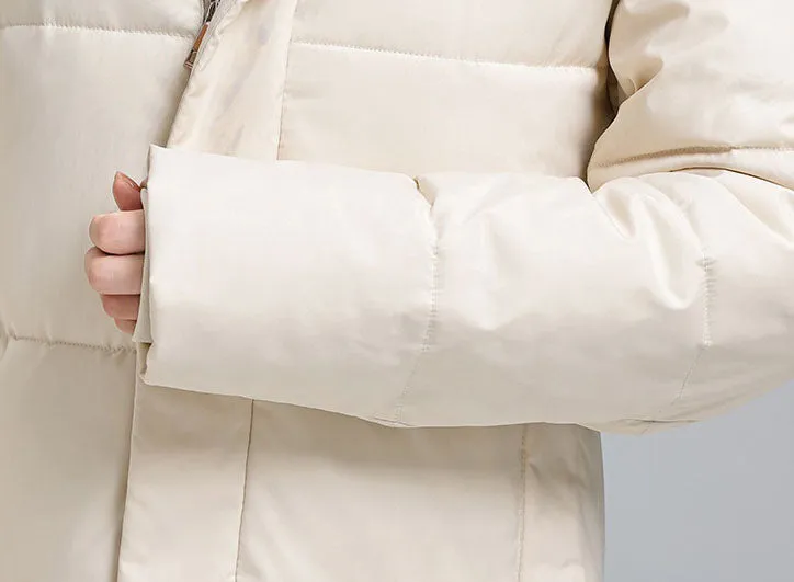 Thickened Hooded Puffer Coat in Relaxed-Fit for Women