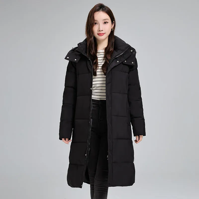Thickened Hooded Puffer Coat in Relaxed-Fit for Women
