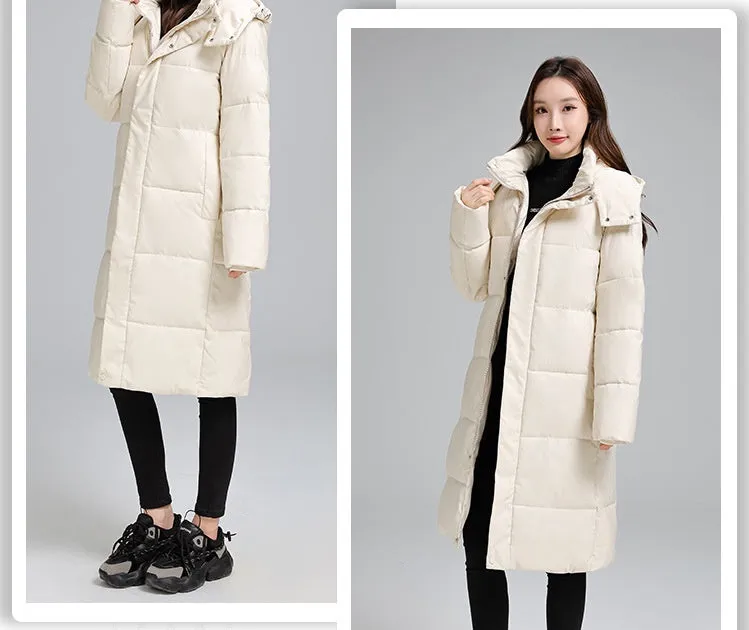 Thickened Hooded Puffer Coat in Relaxed-Fit for Women