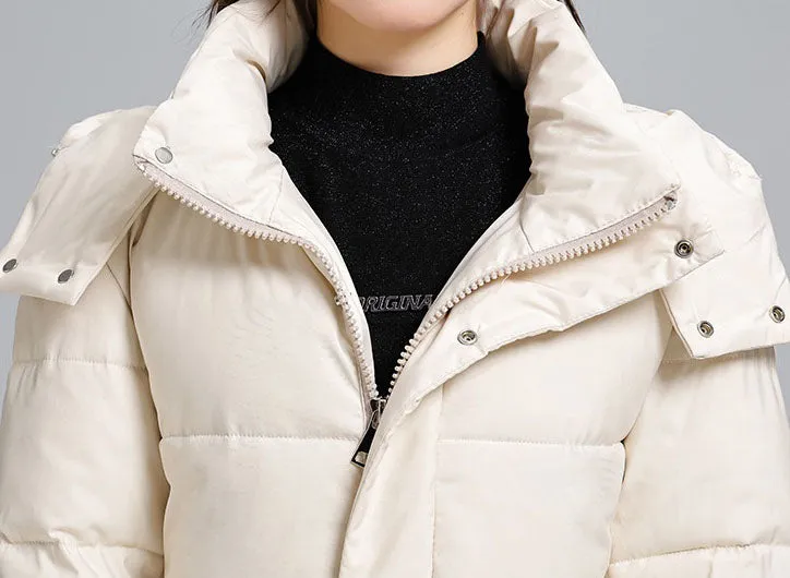 Thickened Hooded Puffer Coat in Relaxed-Fit for Women