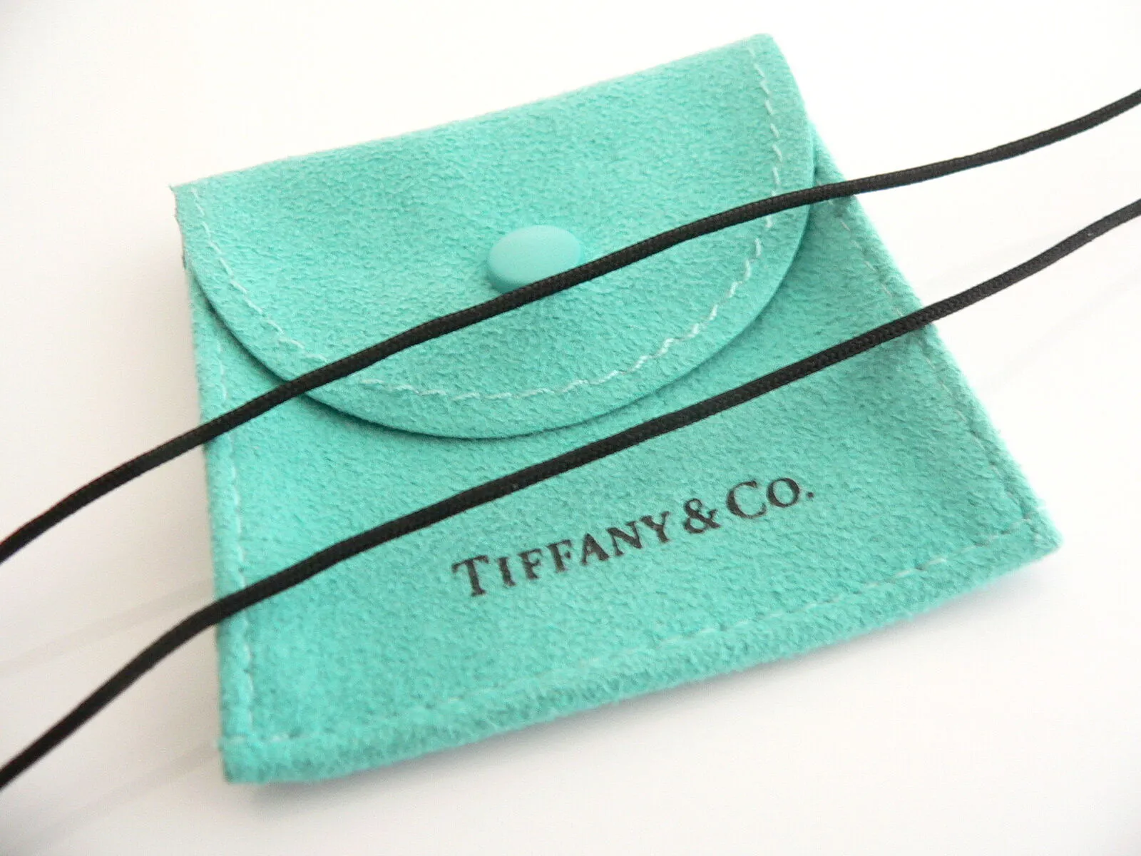 Tiffany & Co Peretti Large  Open Heart Necklace Pendant Silk Cord Large Silver Gift
