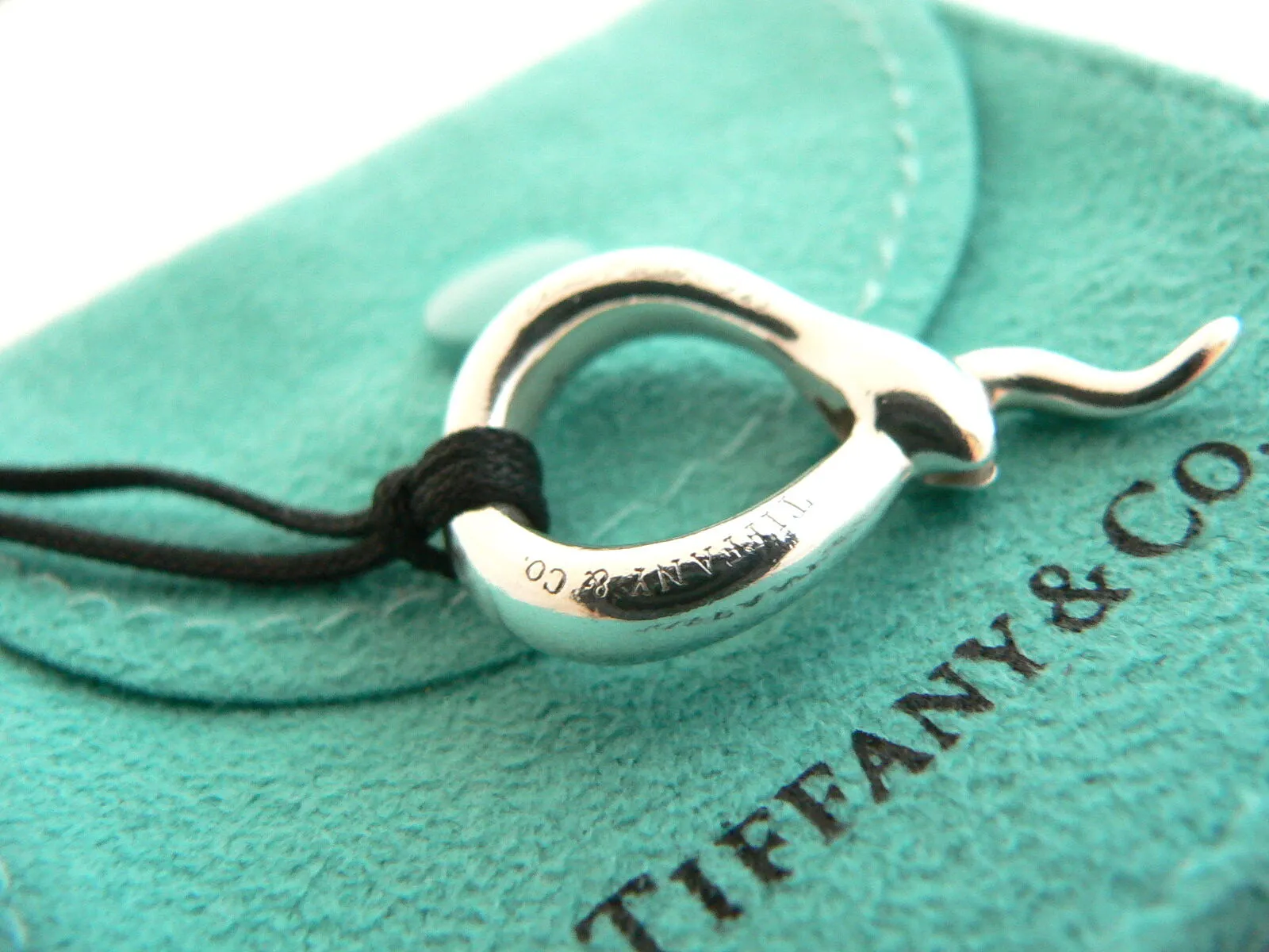 Tiffany & Co Peretti Snake Necklace Pendant Charm 18 In Silk Cord Nature Gift