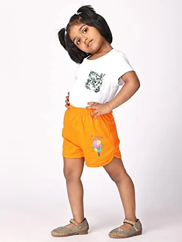 TotzTouch Baby |Kids Girls Regular Shorts Soft Cotton with Cute Animal Prints Combo Pack of 5 Multicolored Age 2-3 Years