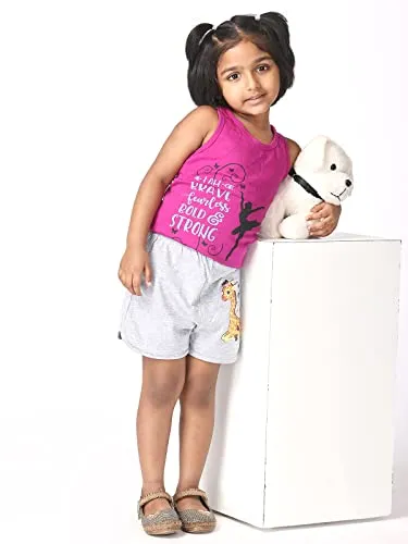 TotzTouch Baby |Kids Girls Regular Shorts Soft Cotton with Cute Animal Prints Combo Pack of 5 Multicolored Age 2-3 Years
