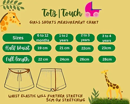 TotzTouch Baby |Kids Girls Regular Shorts Soft Cotton with Cute Animal Prints Combo Pack of 5 Multicolored Age 2-3 Years