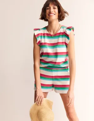 Towelling Shorts-Multi Stripe