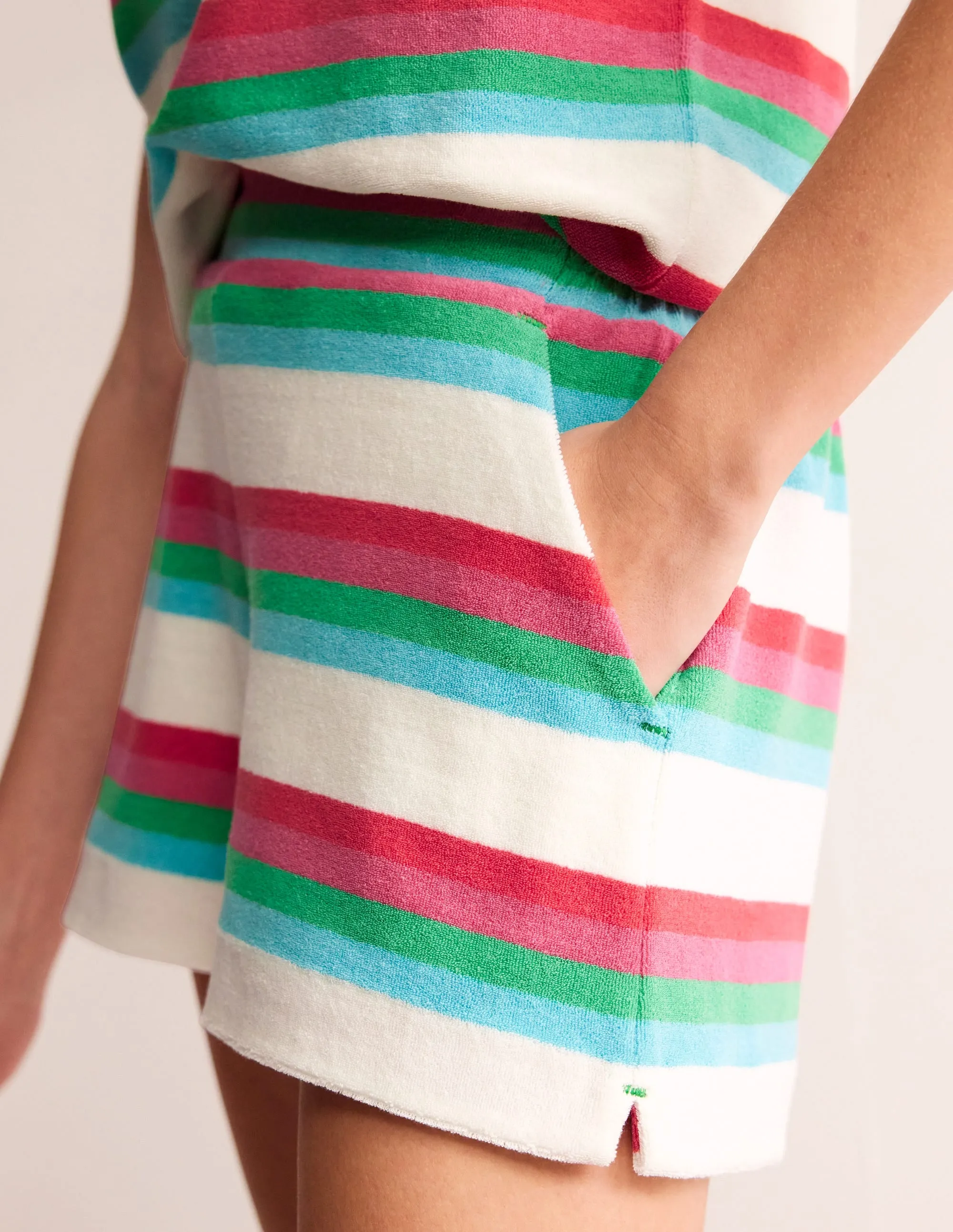 Towelling Shorts-Multi Stripe