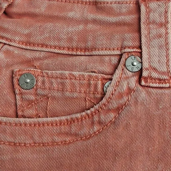 True Religion Brand Jeans Maisie High Rise Denim Shorts Salmon Bisque NWT $129