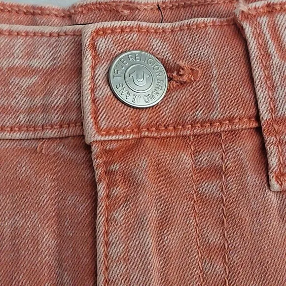 True Religion Brand Jeans Maisie High Rise Denim Shorts Salmon Bisque NWT $129
