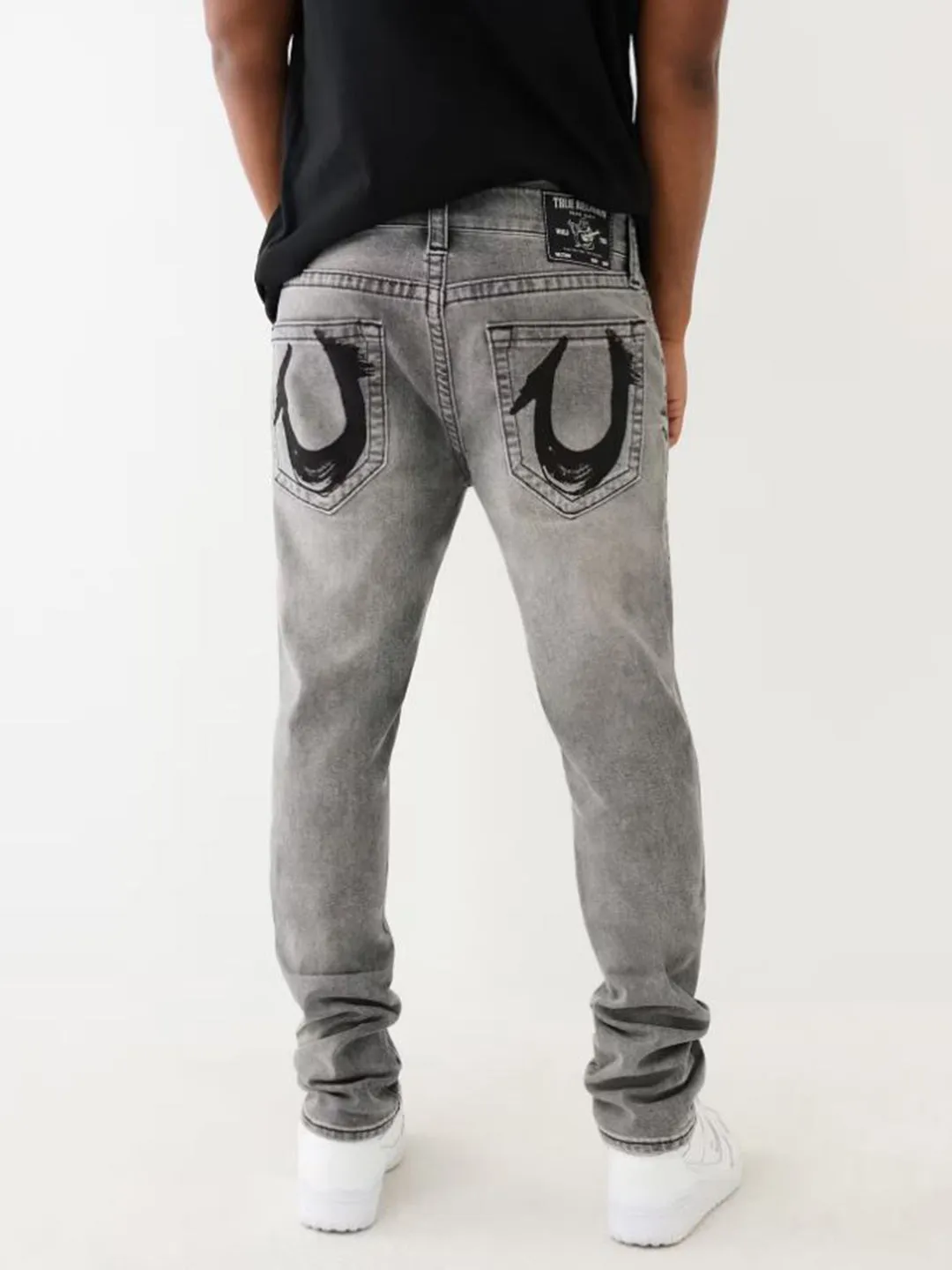 True Religion Men Grey Slim Fit Washed Jeans