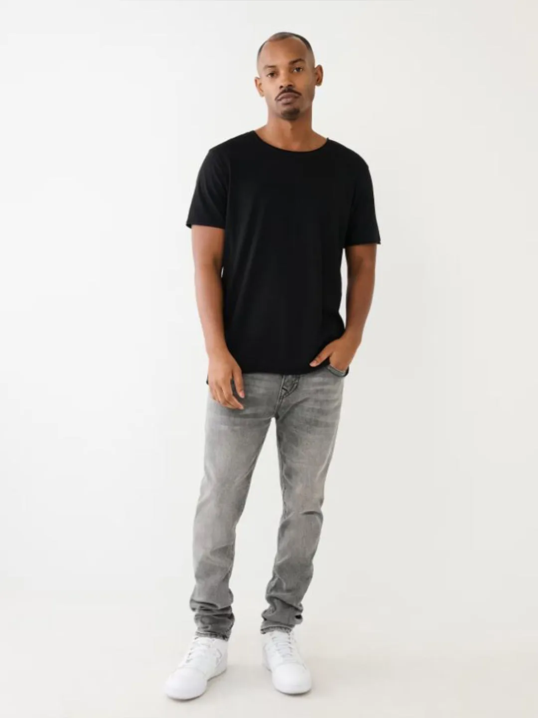 True Religion Men Grey Slim Fit Washed Jeans