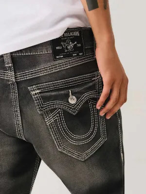True Religion Men Grey Straight Fit Washed Jeans