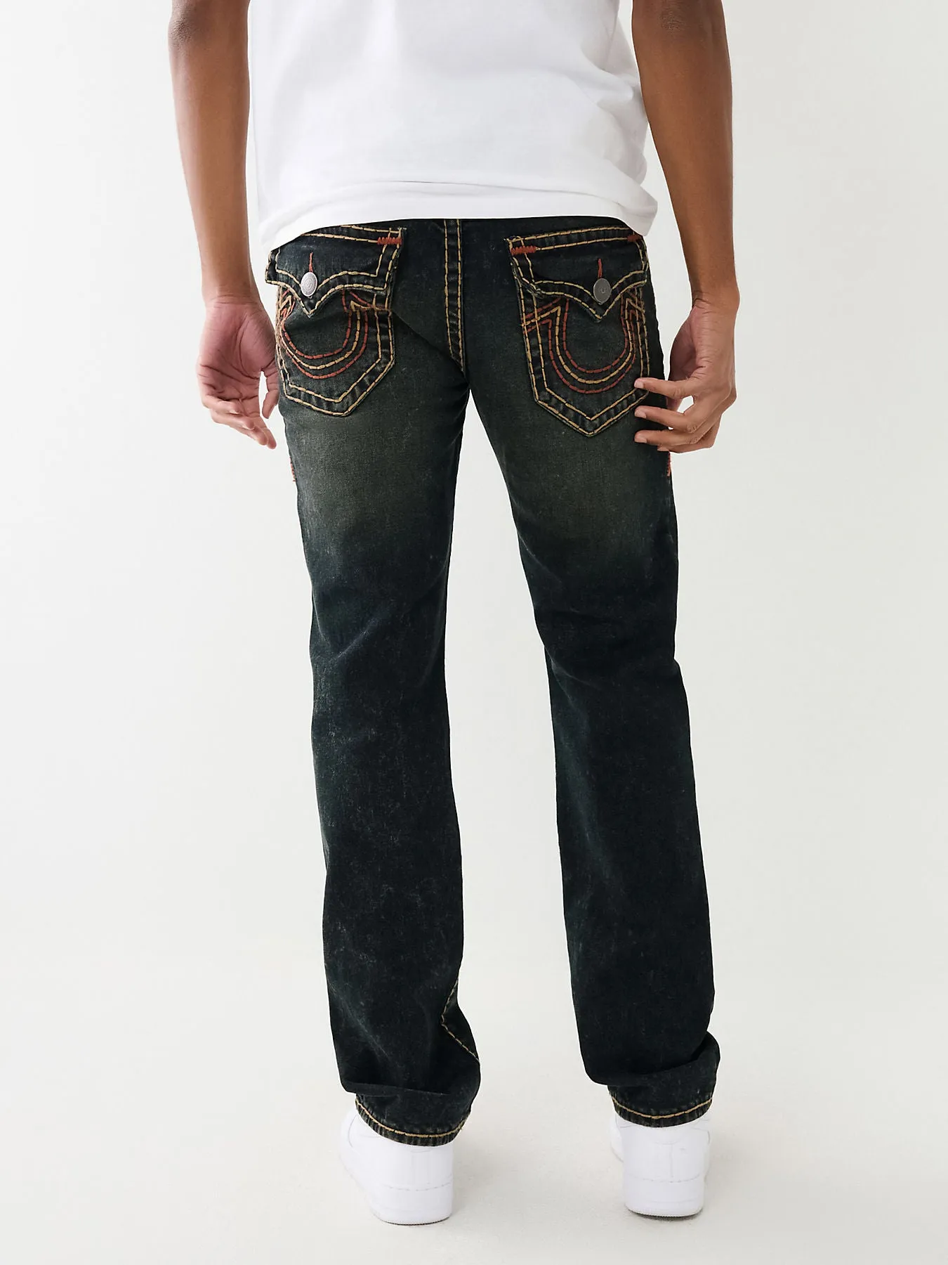 True Religion Mens Super T Ricky Straight Fit Blue Mid Rise Jeans