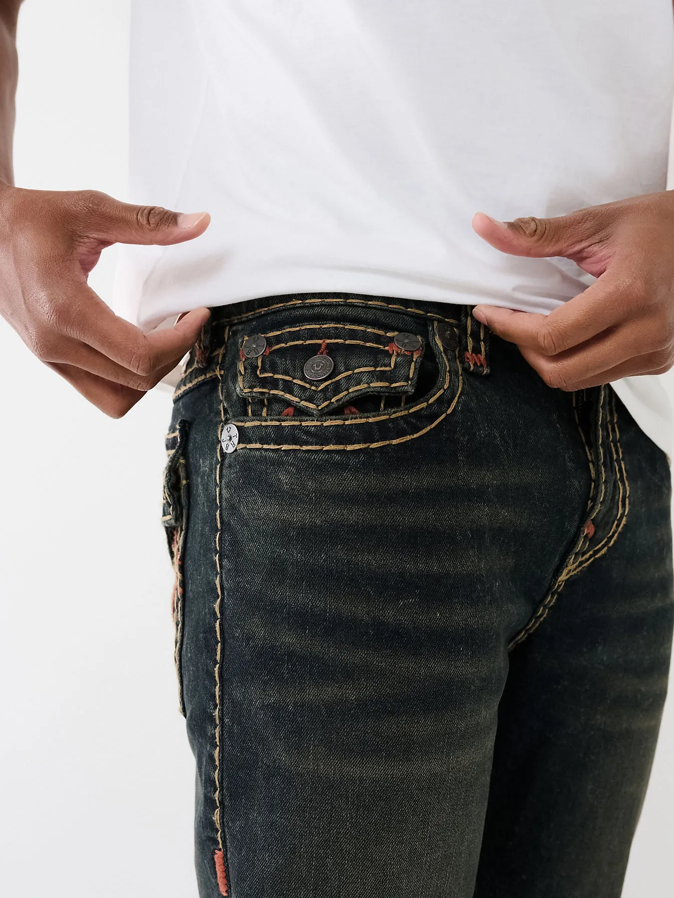 True Religion Mens Super T Ricky Straight Fit Blue Mid Rise Jeans