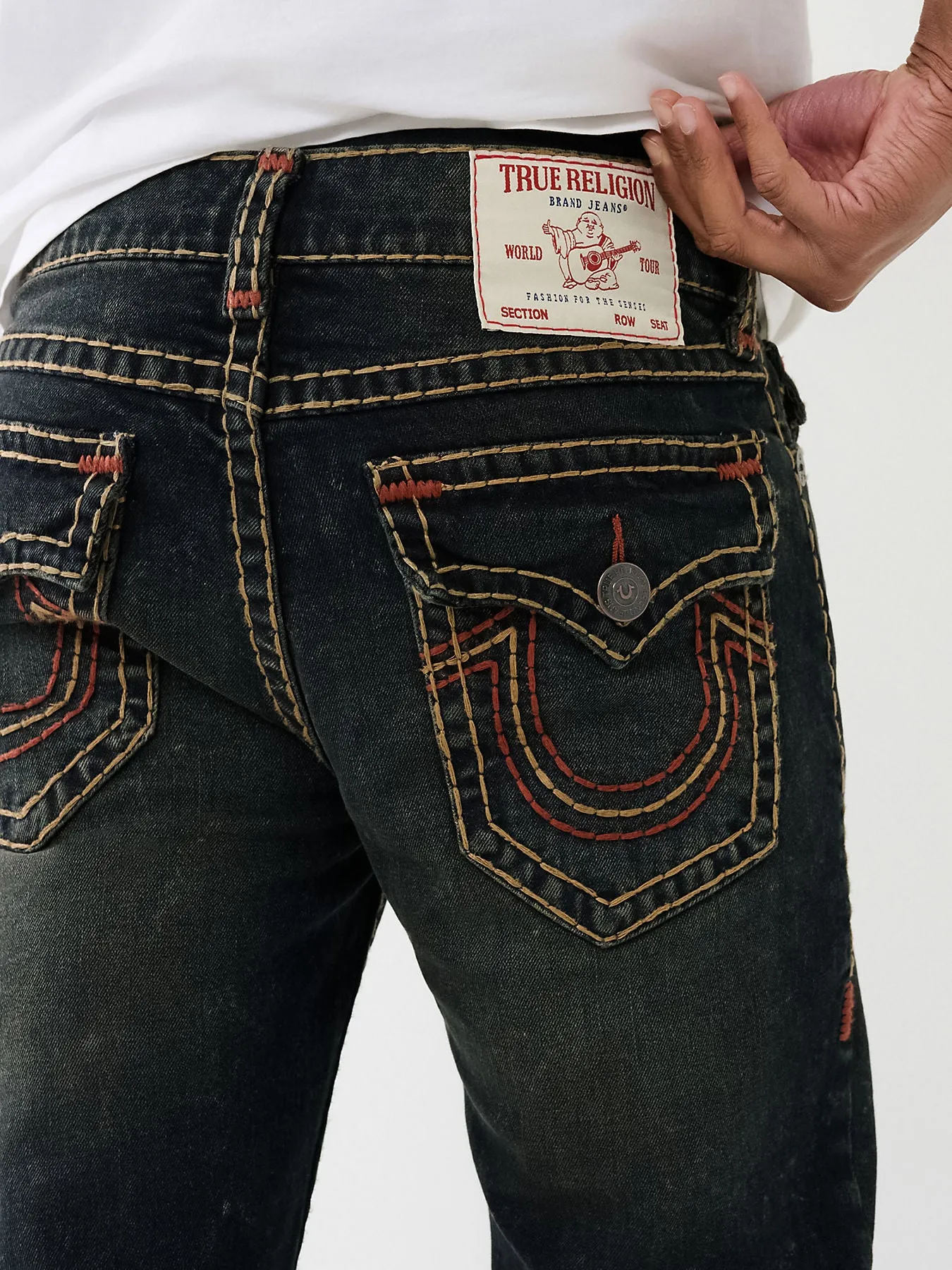 True Religion Mens Super T Ricky Straight Fit Blue Mid Rise Jeans