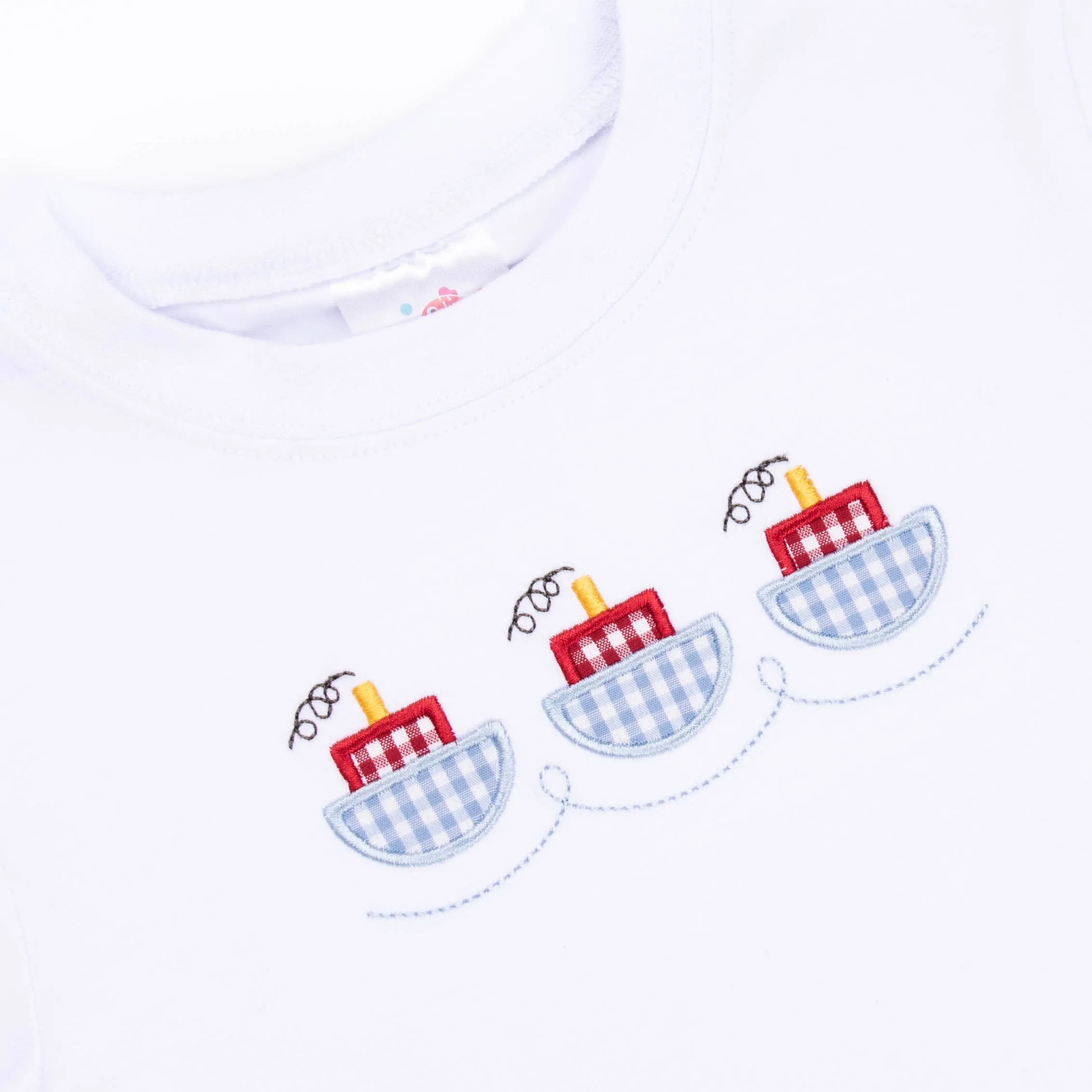 Tugboat Captain Applique Shirt, White