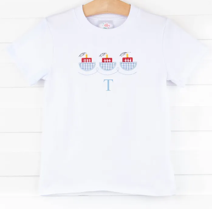 Tugboat Captain Applique Shirt, White