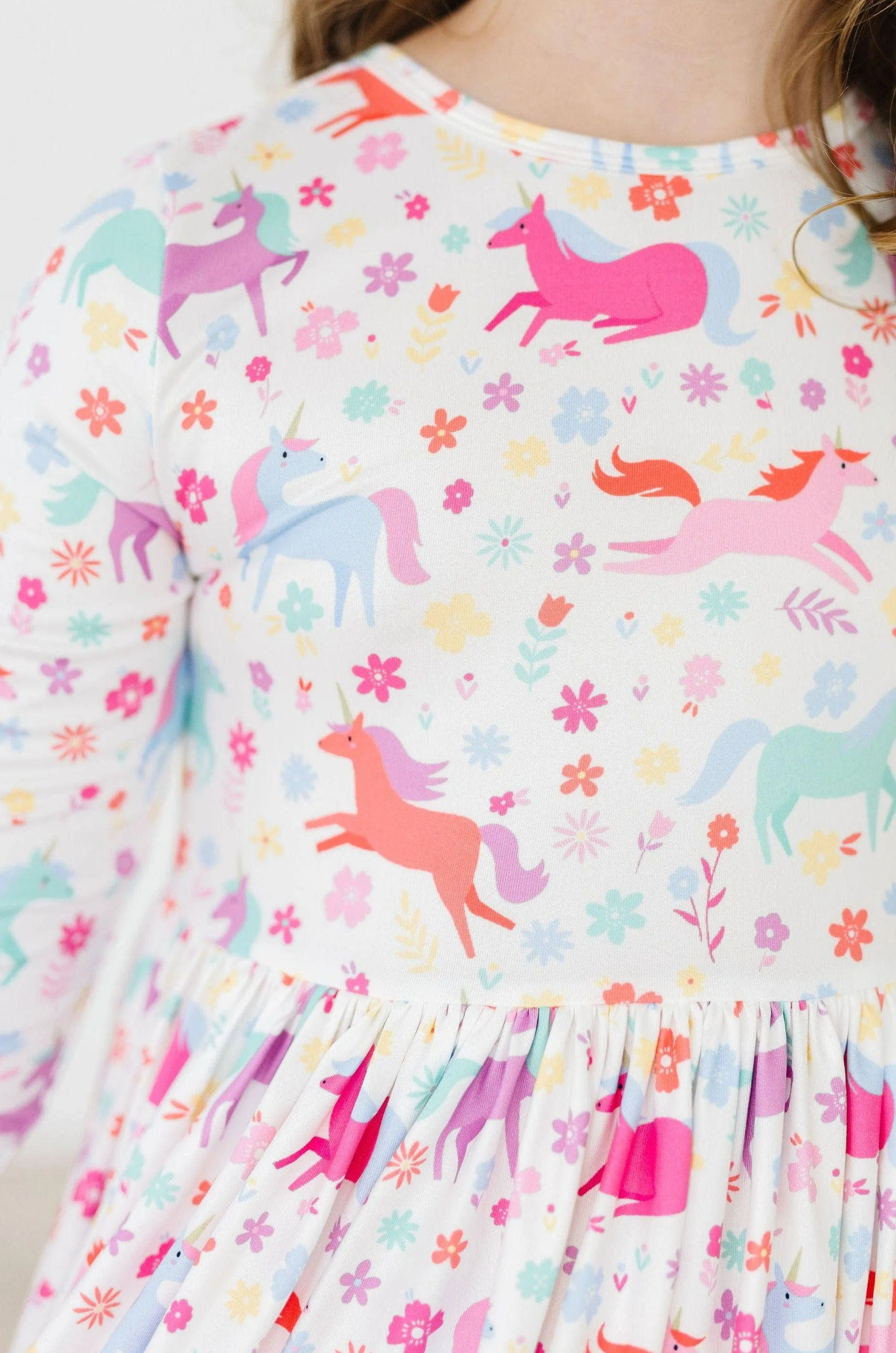Unicorn Wish 3/4 Sleeve Pocket Twirl Dress: Mila & Rose