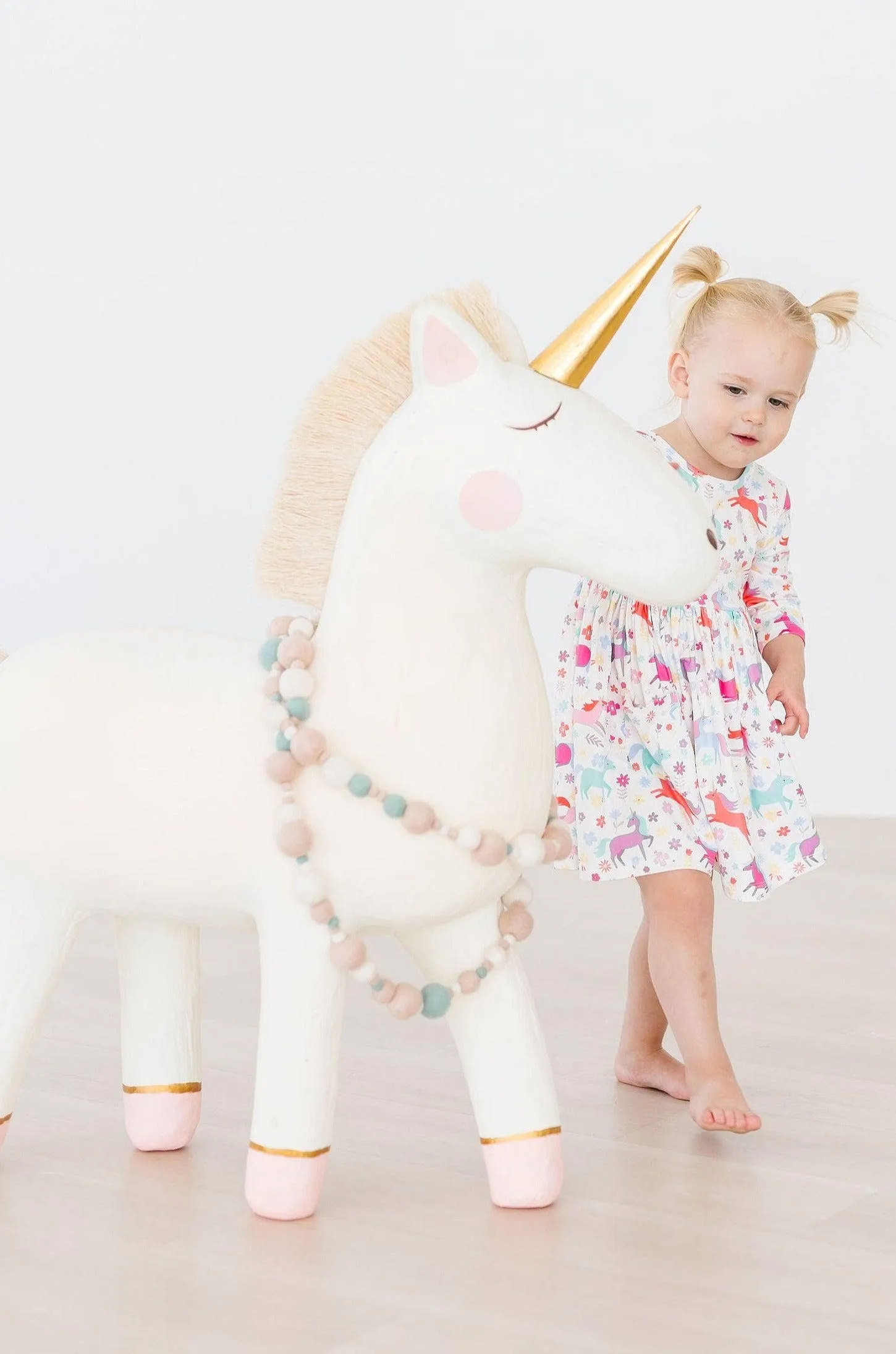 Unicorn Wish 3/4 Sleeve Pocket Twirl Dress: Mila & Rose
