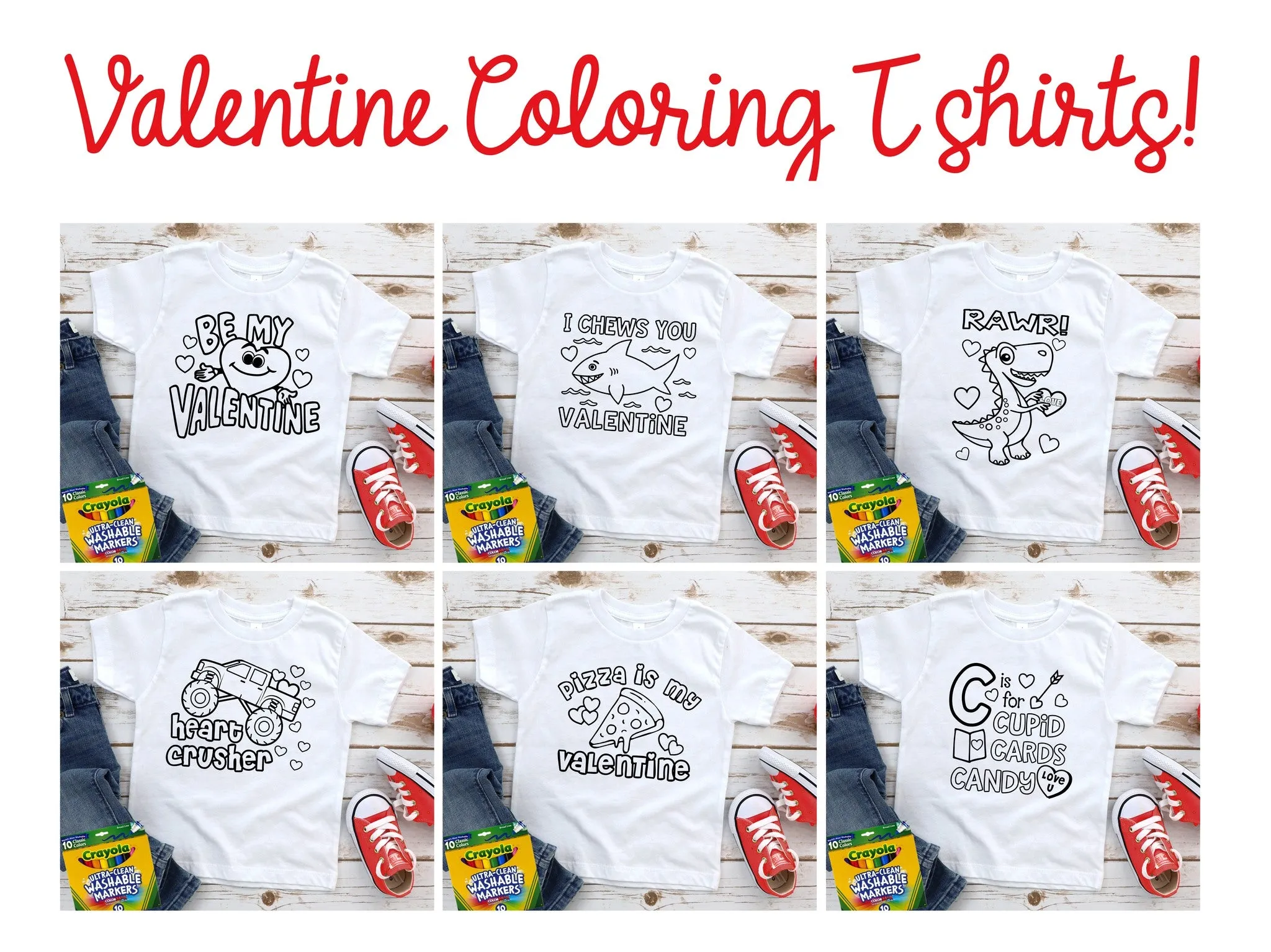 Valentine Coloring T Shirts - Toddler Sizes