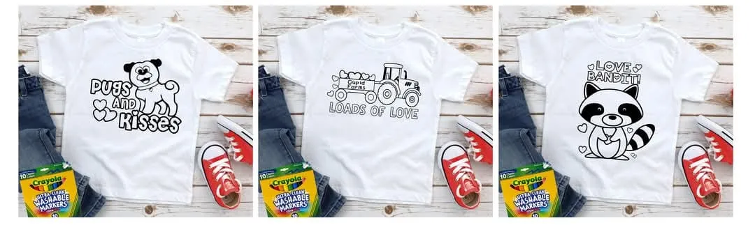 Valentine Coloring T Shirts - Toddler Sizes