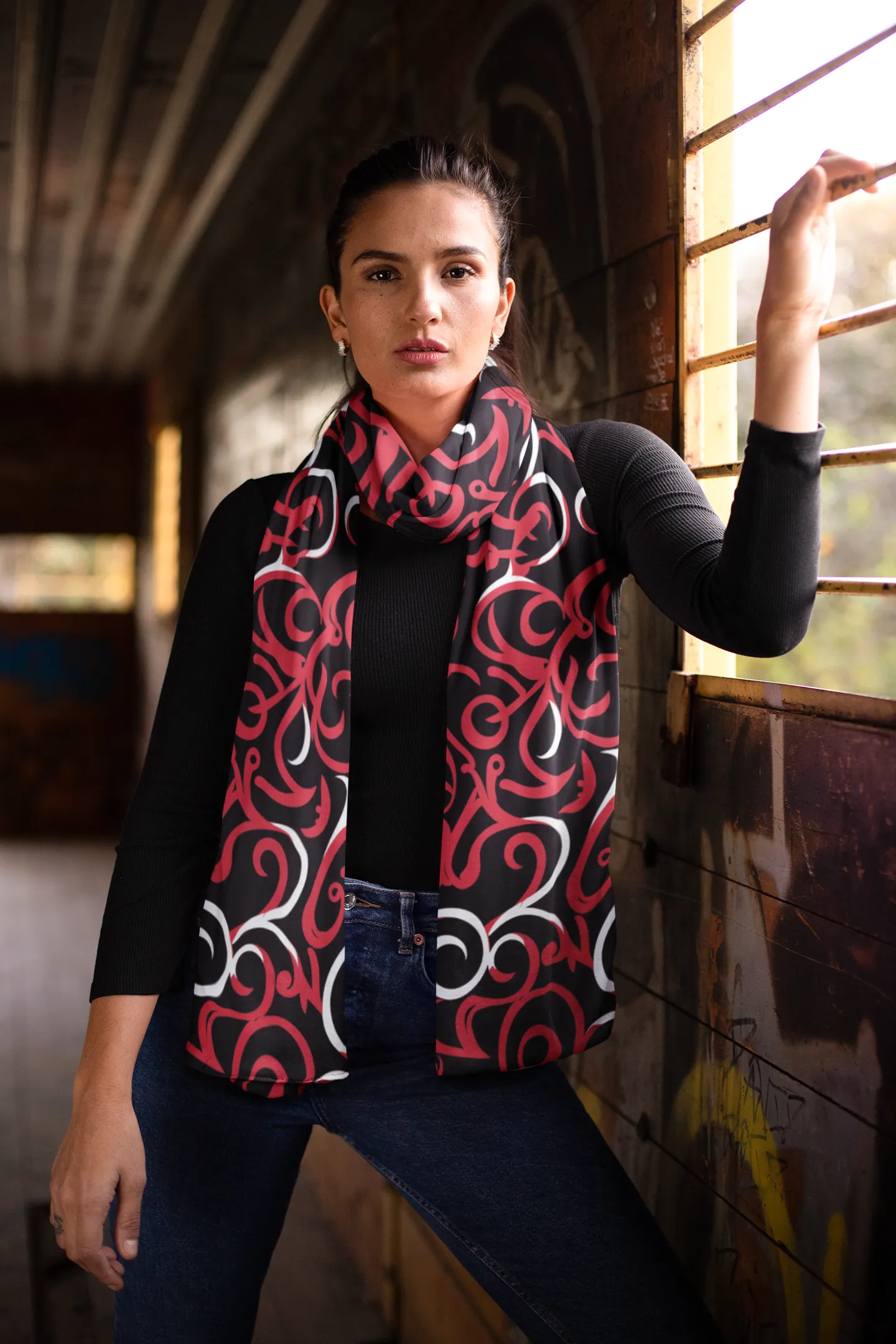 VALENTINE RED VINE SILK WOMEN SCARF - VALENTINE DAY COLLECTION