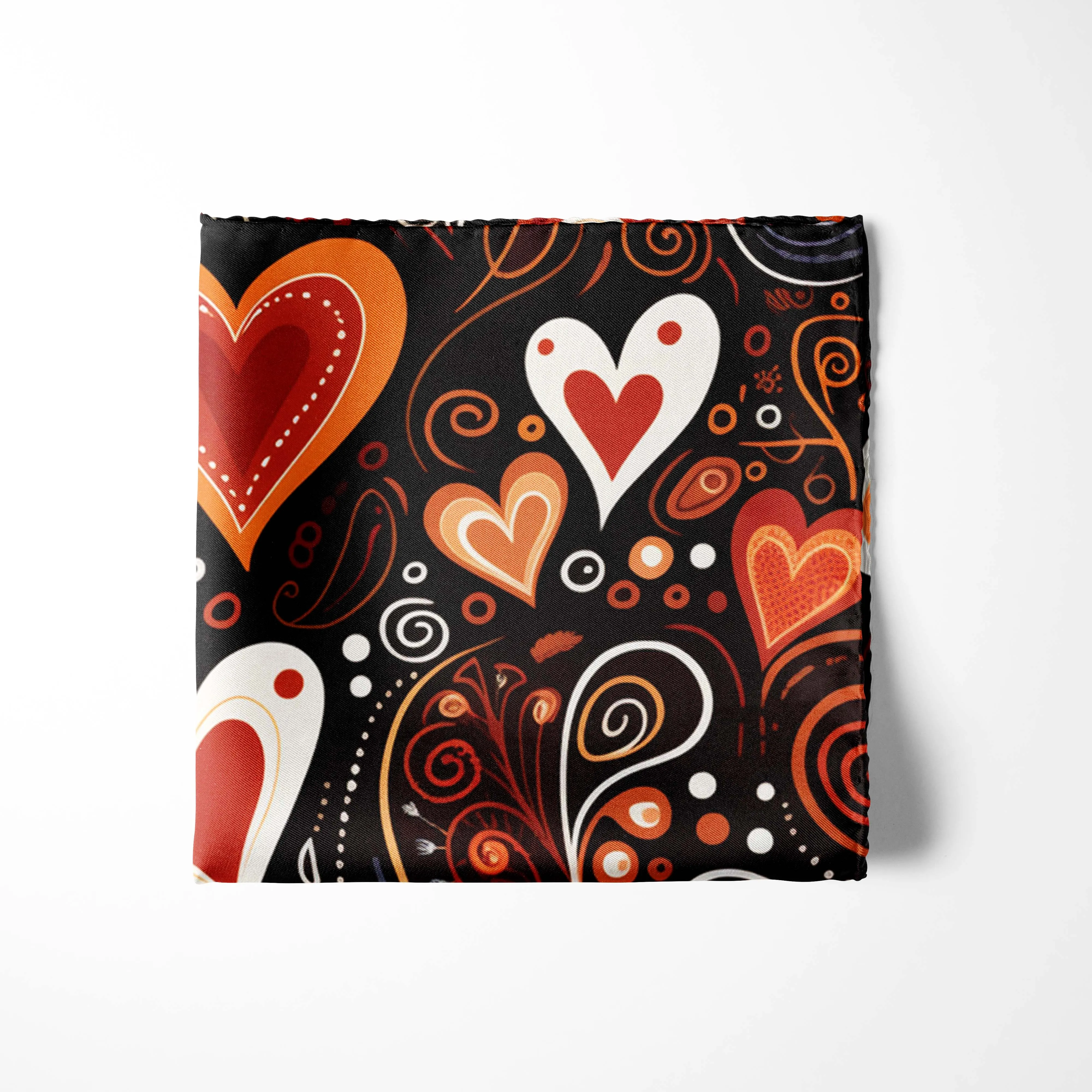 VALENTINES LOVE HEART SILK POCKET SQUARE - VALENTINE DAY COLLECTION