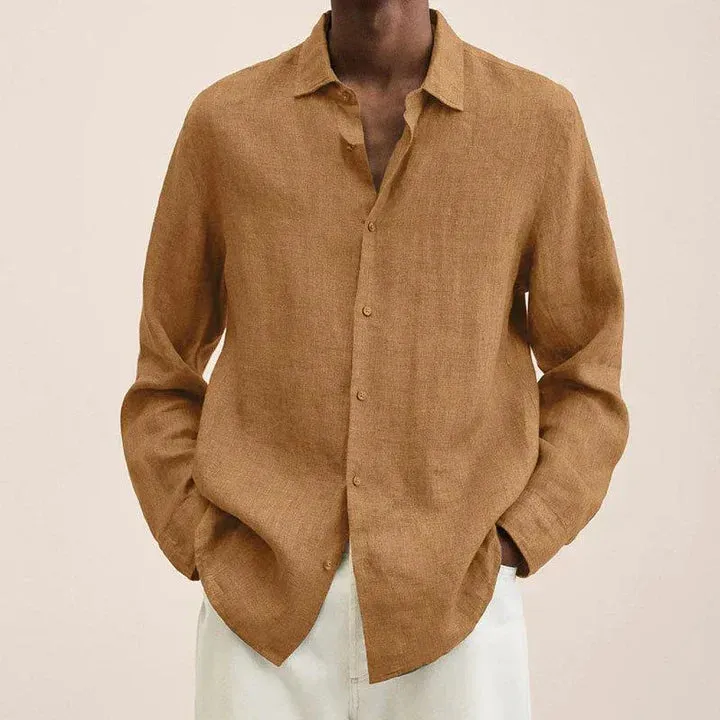 Versatile and lightweight men's linen shirt, elegantly styled