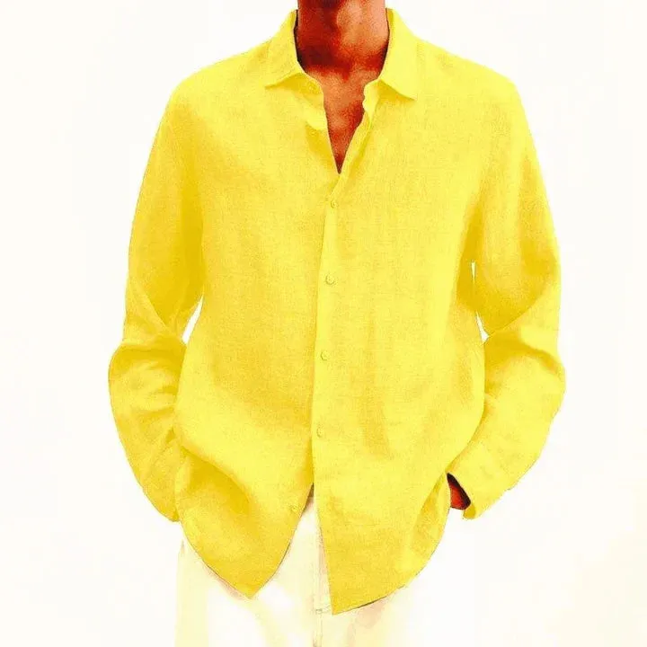 Versatile and lightweight men's linen shirt, elegantly styled