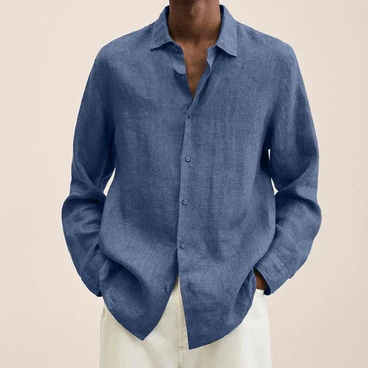 Versatile and lightweight men's linen shirt, elegantly styled