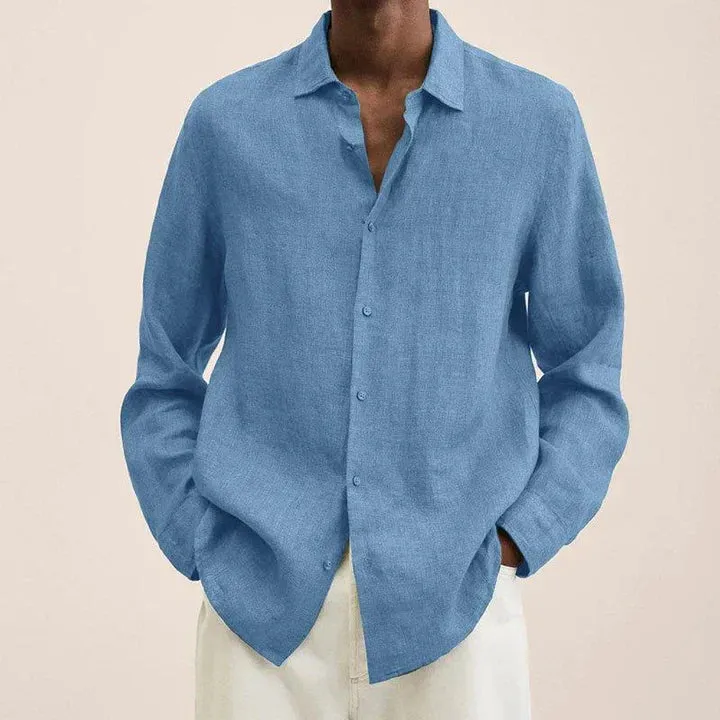 Versatile and lightweight men's linen shirt, elegantly styled