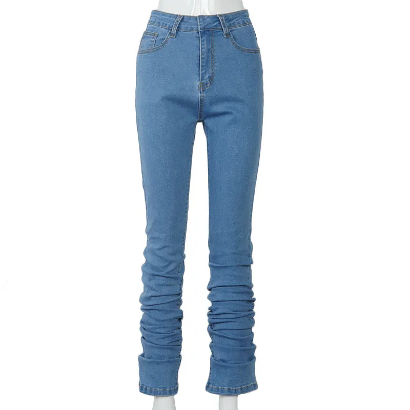 Versatile casual jeans stack pants