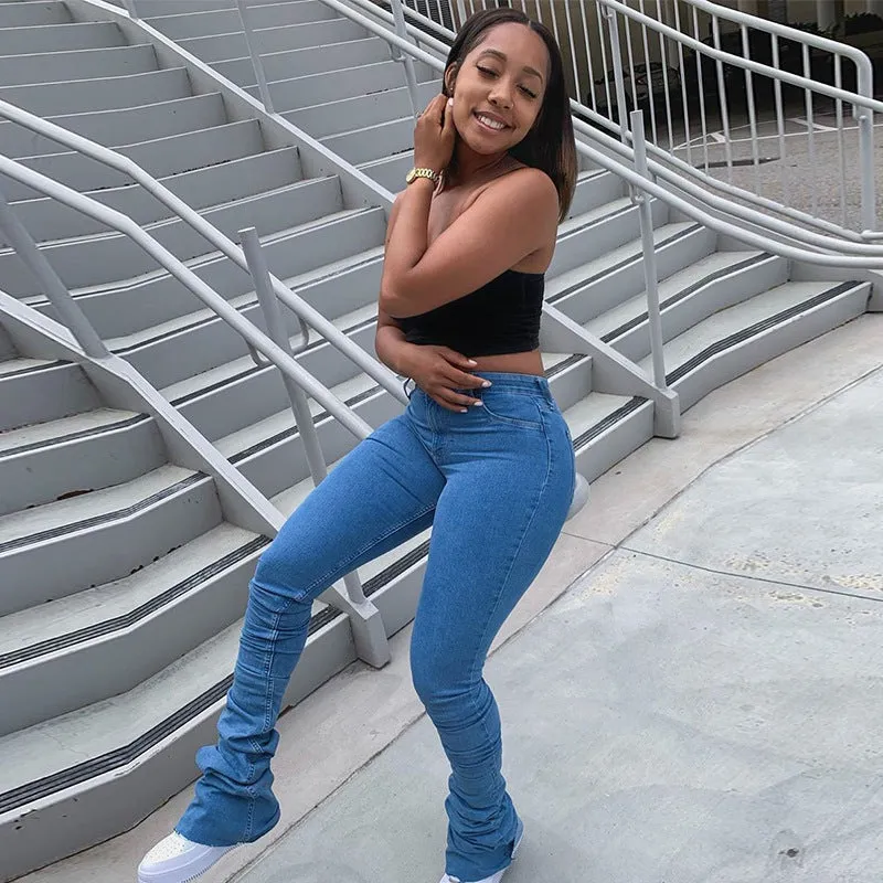 Versatile casual jeans stack pants