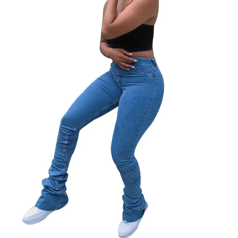 Versatile casual jeans stack pants