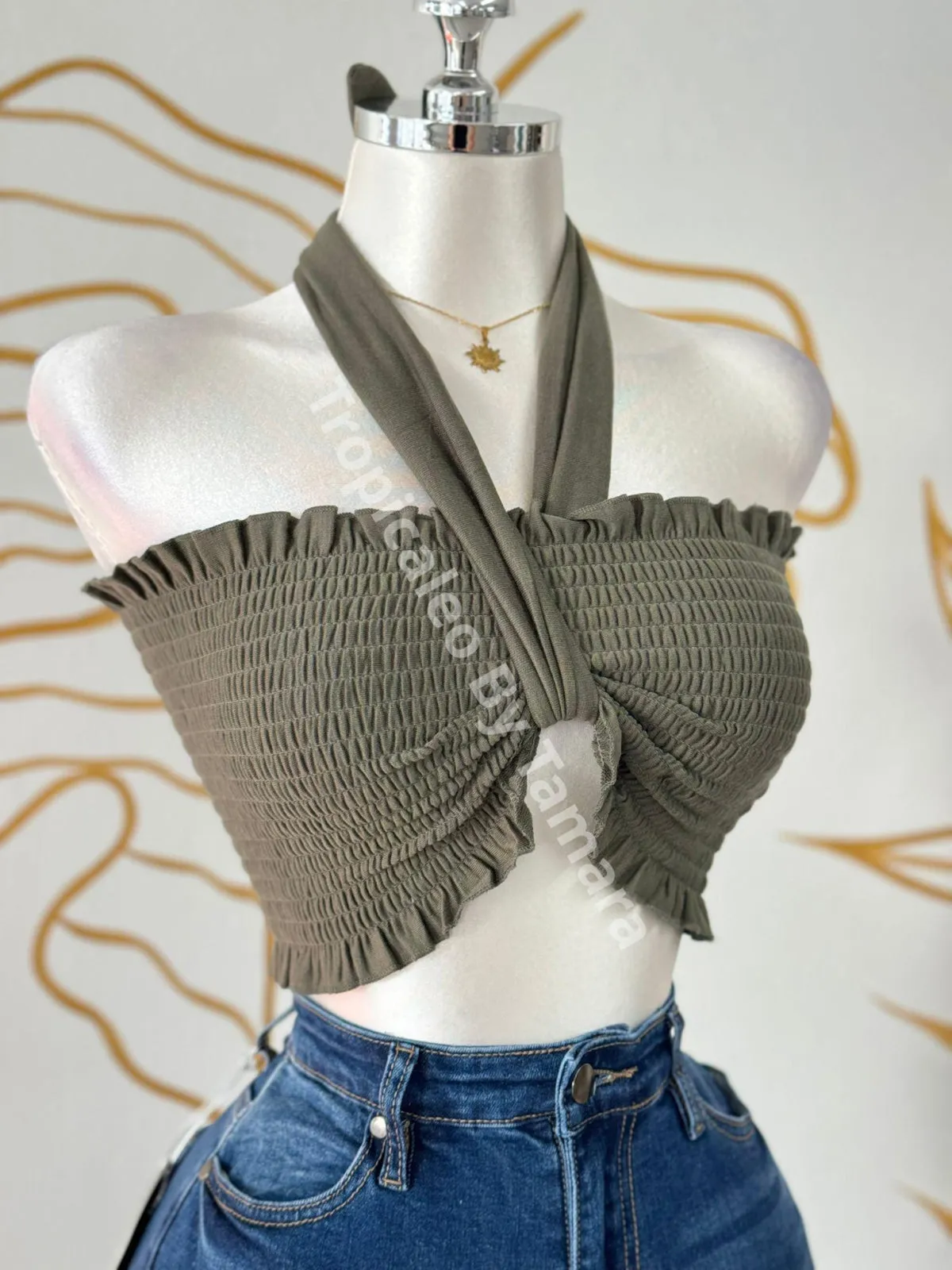 Versatile Smocked Bandeau Crop Top