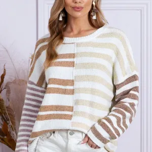 Versatile Striped Printed Sweater