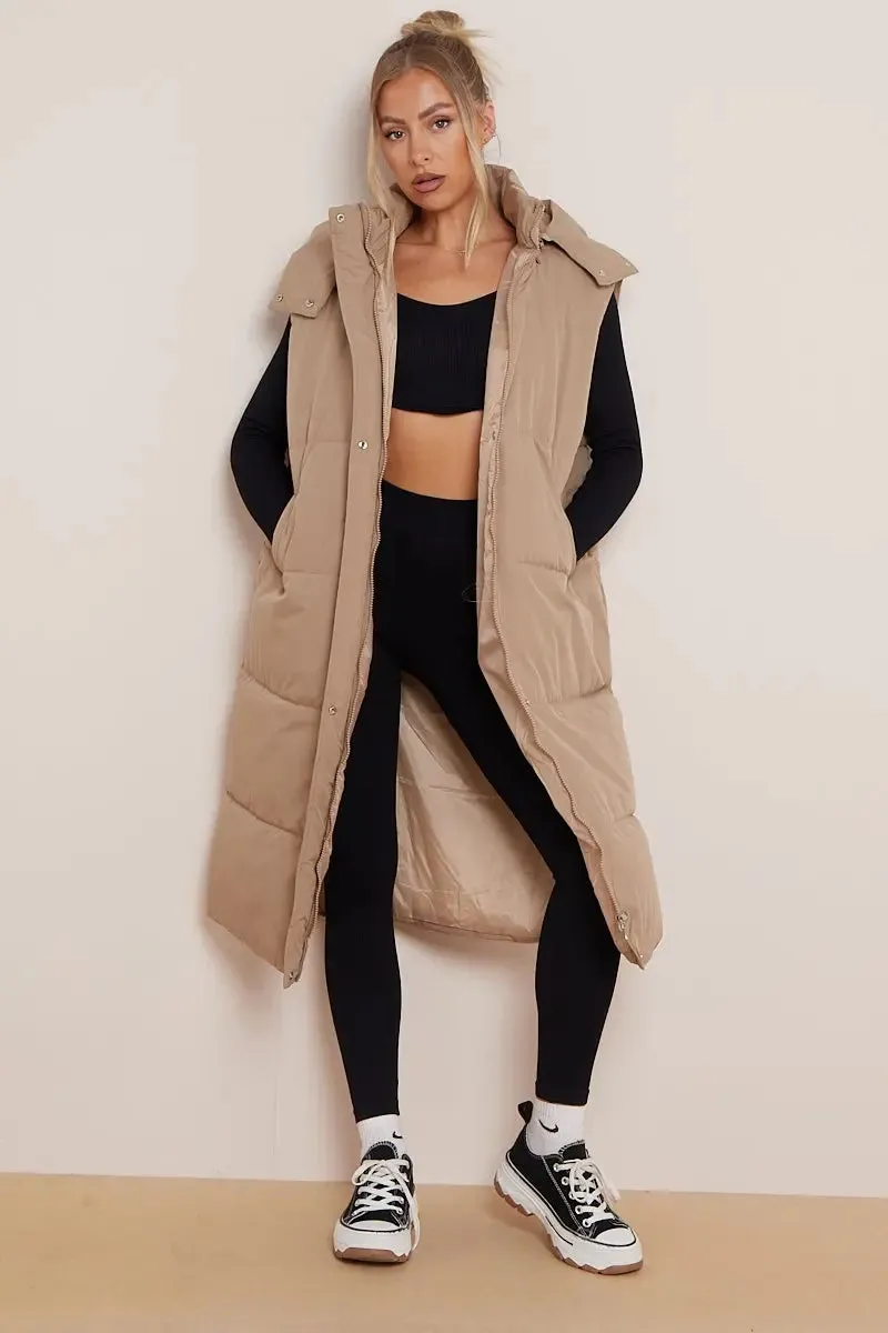 Versatile Waist Tie Hooded Thermal Gilet