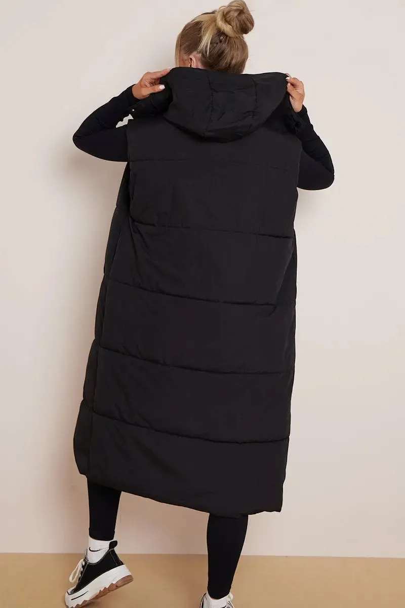 Versatile Waist Tie Hooded Thermal Gilet