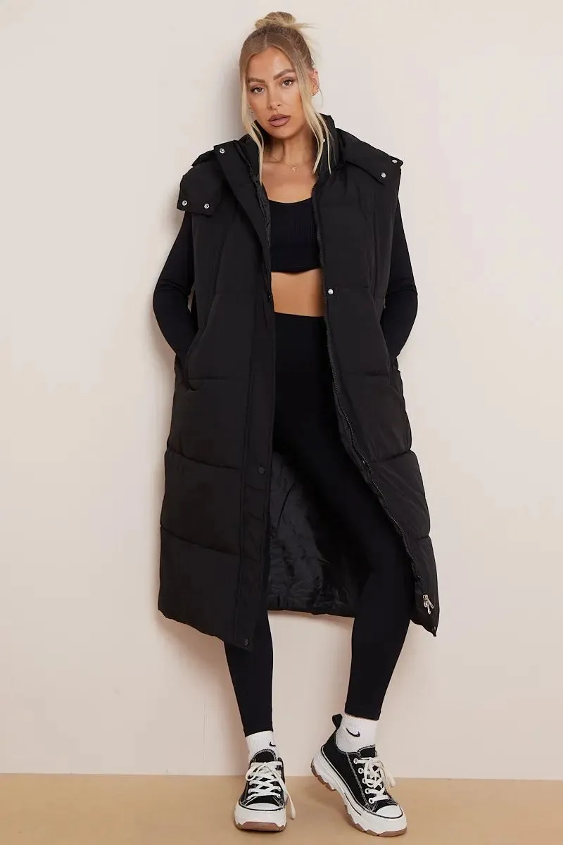 Versatile Waist Tie Hooded Thermal Gilet