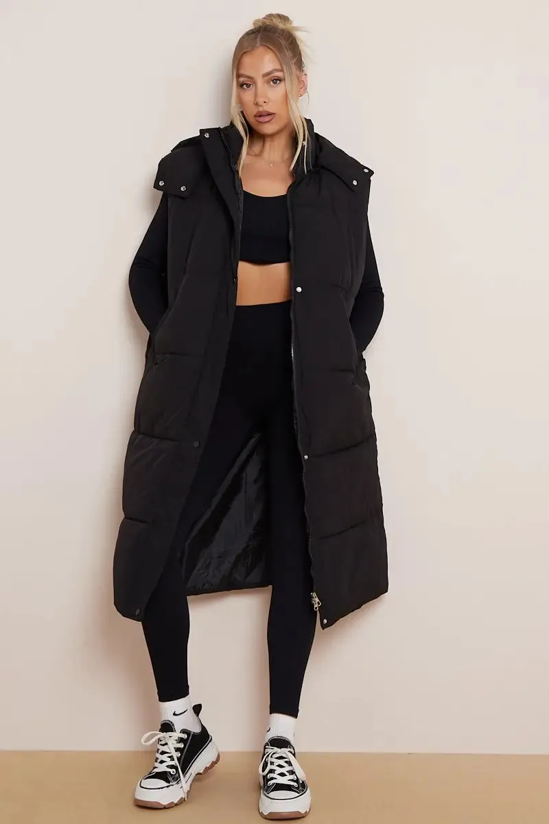 Versatile Waist Tie Hooded Thermal Gilet
