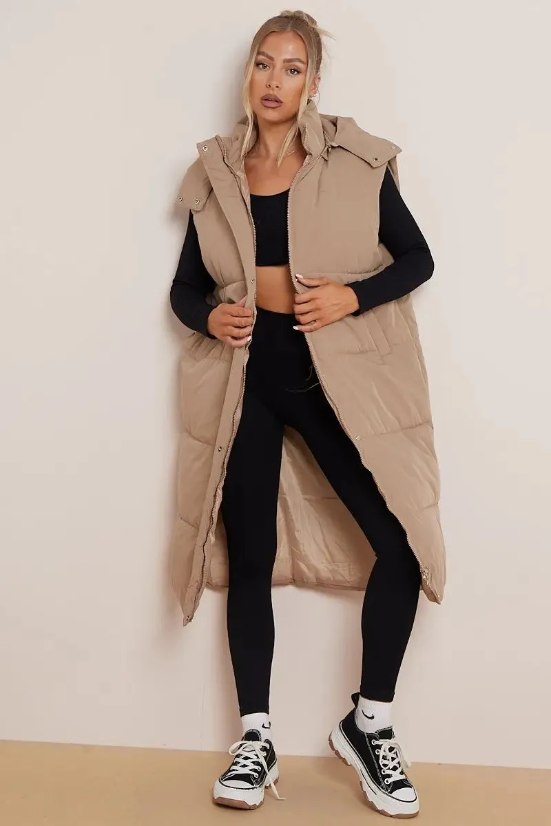 Versatile Waist Tie Hooded Thermal Gilet