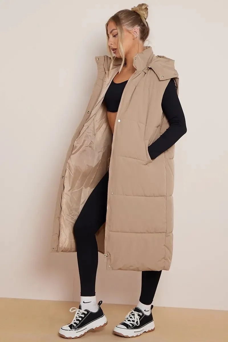 Versatile Waist Tie Hooded Thermal Gilet